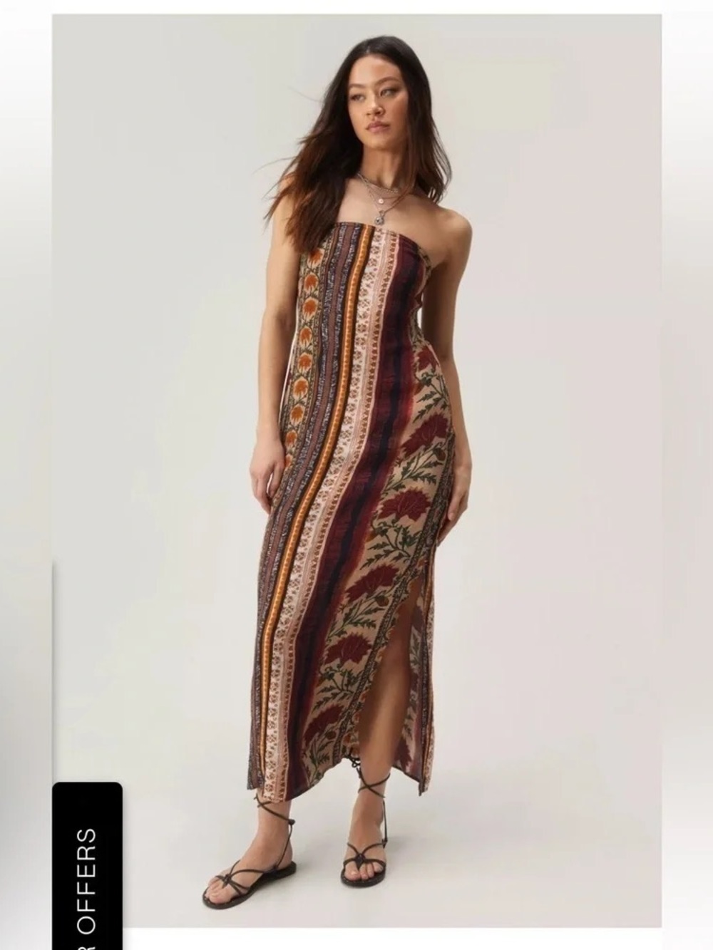 Boho Strapless Maxi Dress in Multicolor